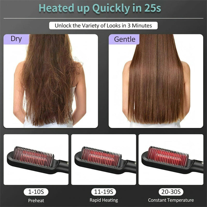 New 2 In 1 Hair Straightener Hot Comb Electric Hair Brush