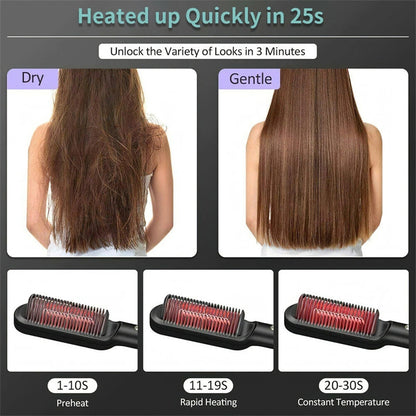 New 2 In 1 Hair Straightener Hot Comb Electric Hair Brush