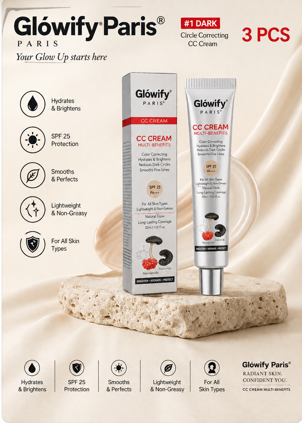 Adaptive Tint Skin Corrector-Matte Waterproof Finish | Glòwify Paris®