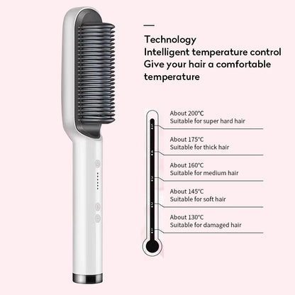 New 2 In 1 Hair Straightener Hot Comb Electric Hair Brush