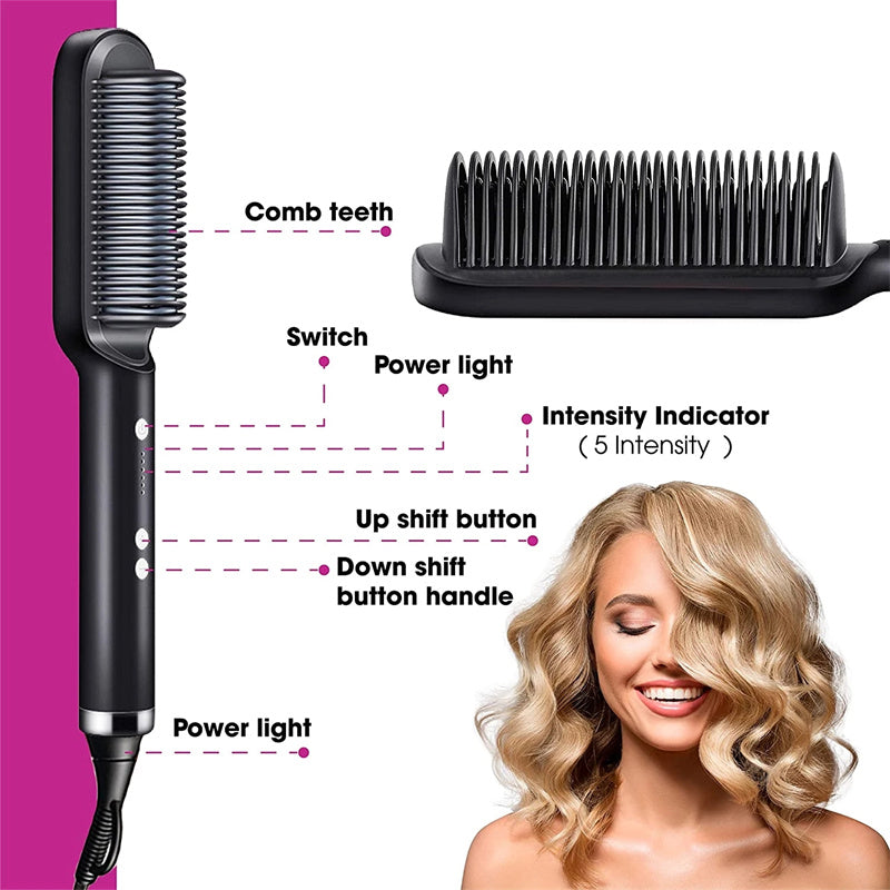 New 2 In 1 Hair Straightener Hot Comb Electric Hair Brush