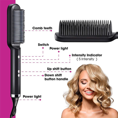 New 2 In 1 Hair Straightener Hot Comb Electric Hair Brush